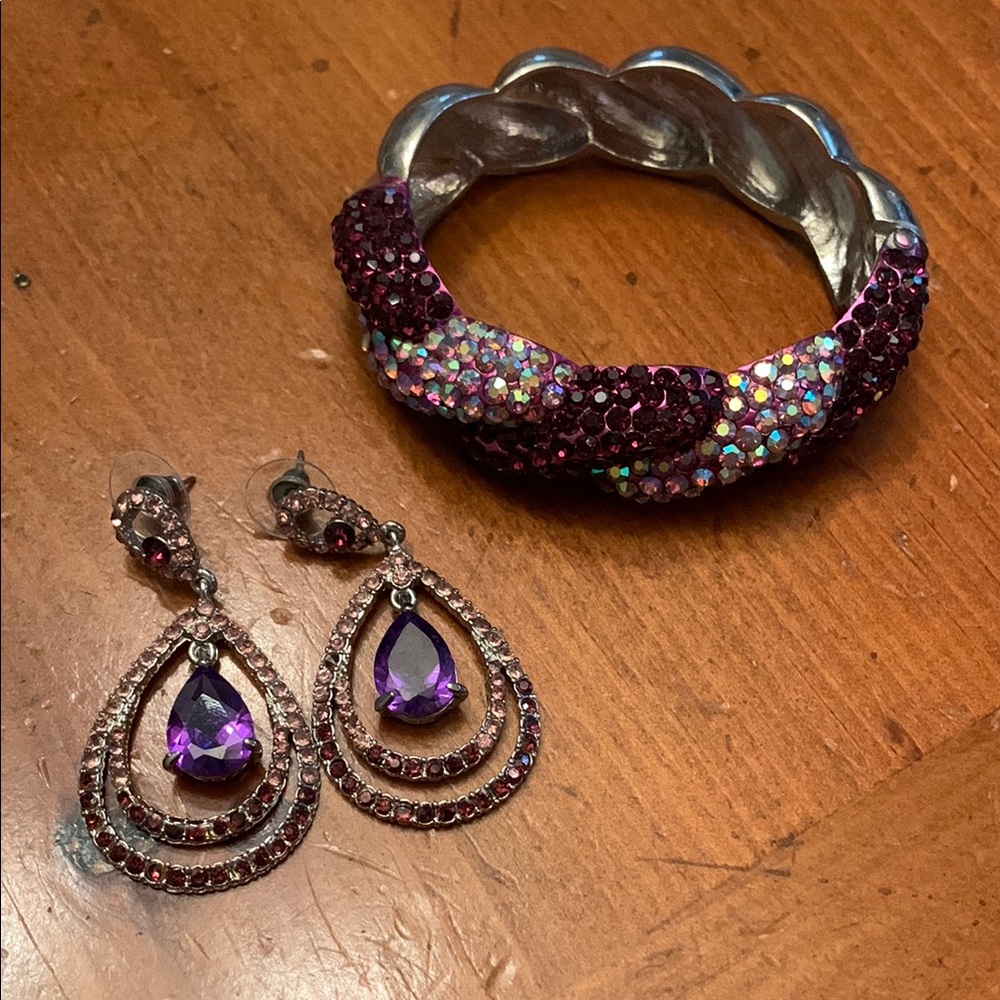 Elegant Purple and Silver Jewelry Set